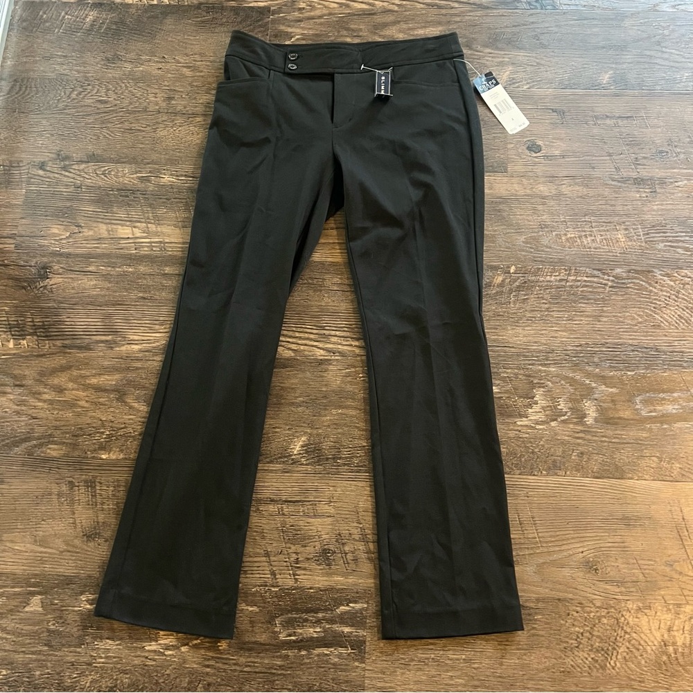 Chaos NWT Women’s Black Pants slacks business casual sz 4 button closure pockets